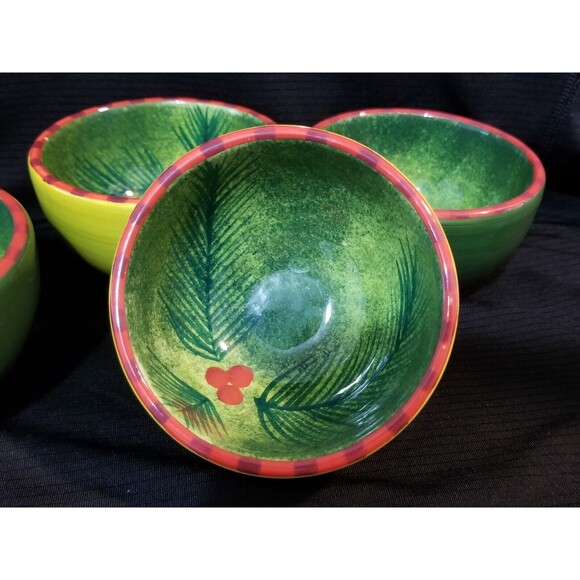 Set of Four (4) Dept 56 Condiment Bowls Holiday Christmas Hand Painted 3-1/8"dia - Picture 5 of 10